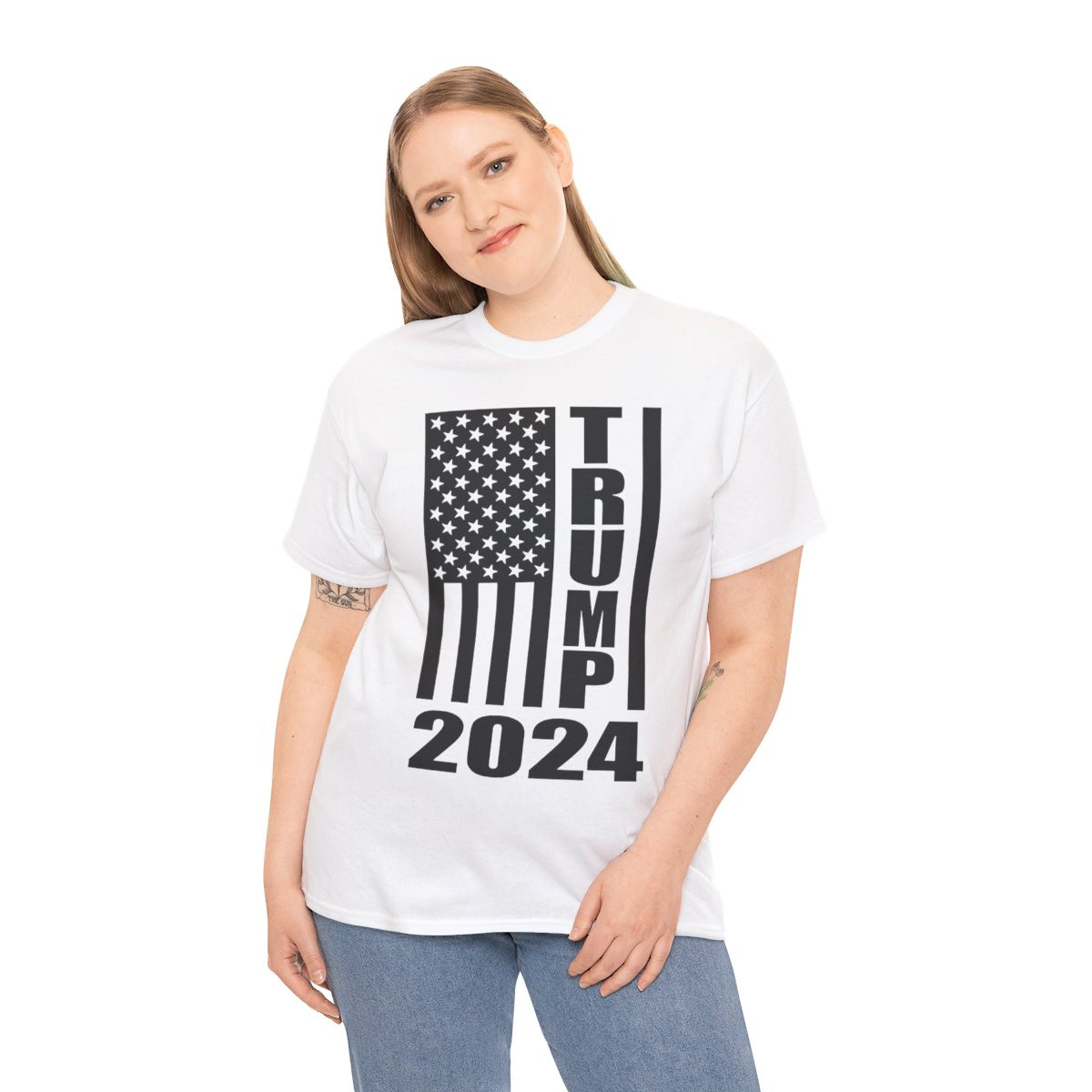 Trump 2024 Flag blk Unisex Short Sleeve Tee