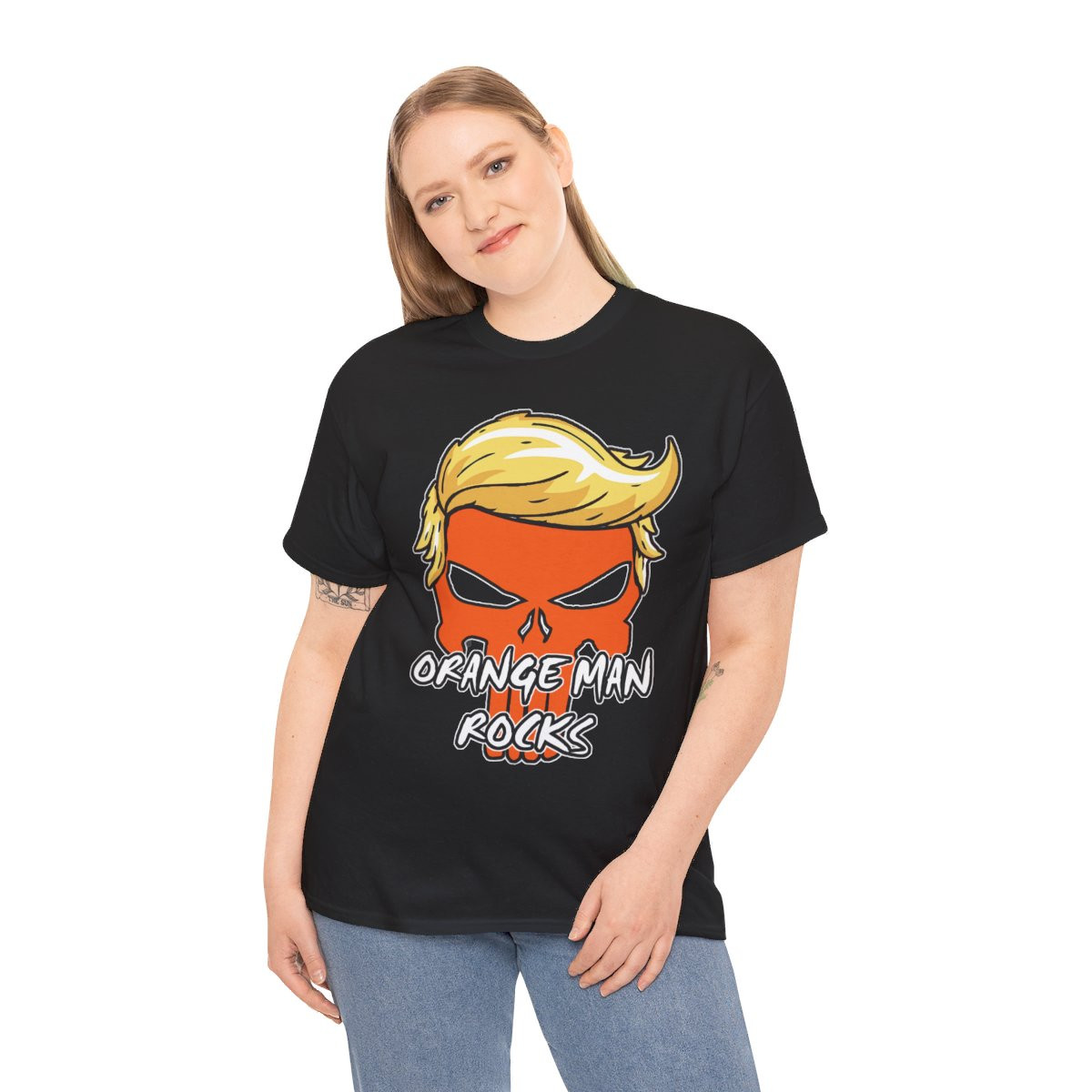 Donlald J Trump 2024 Orange Man Rocks Skull Unisex Short Sleeve Tee