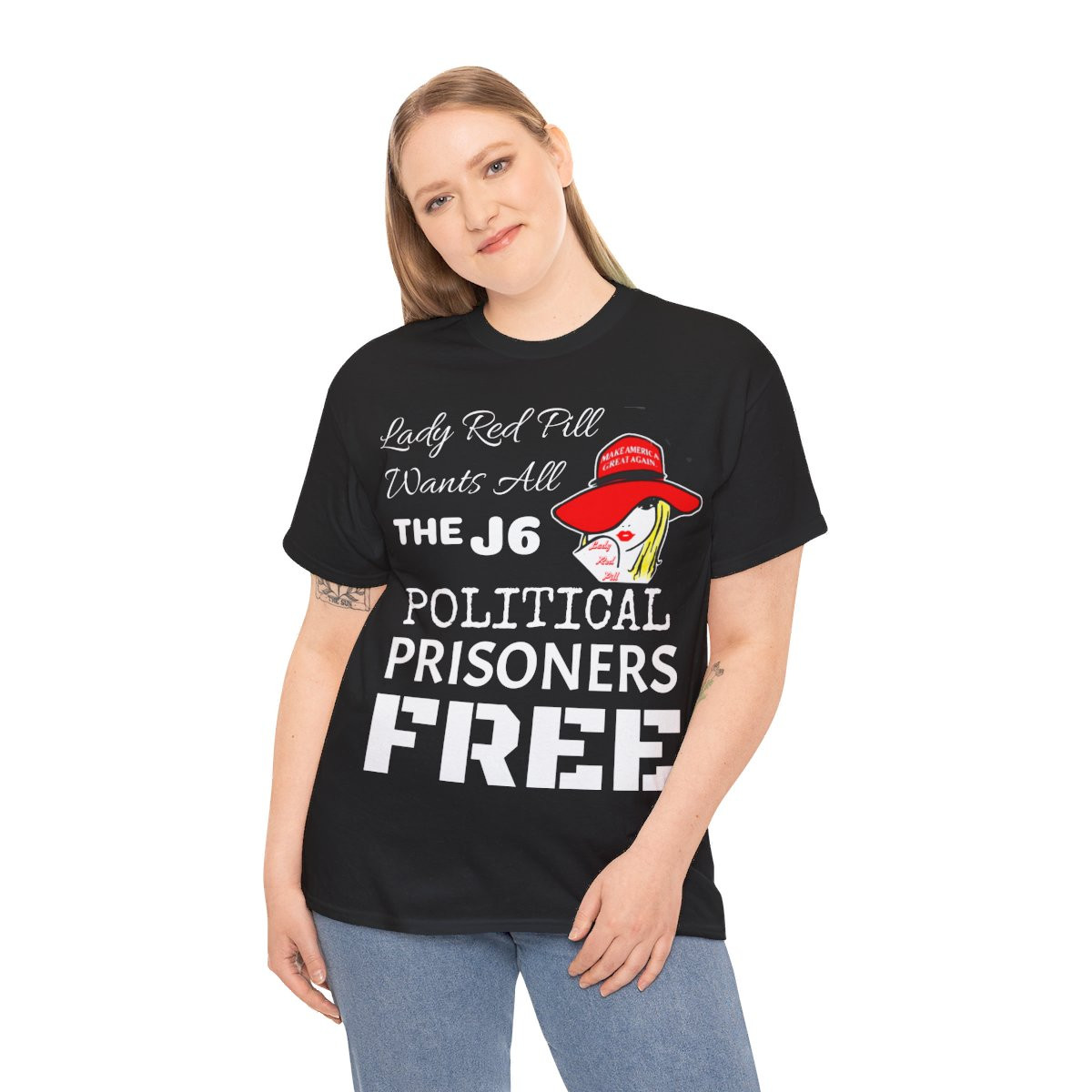 Lady Red Pill Wants All  the J6 political prisoners FREE Unisex Short Sleeve Tee