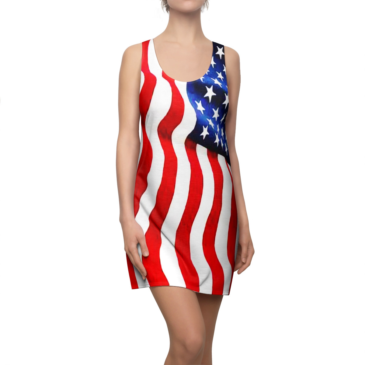 Charisma Girls American Flag Series  Women's Cut & Sew Racerback Dress (AOP)