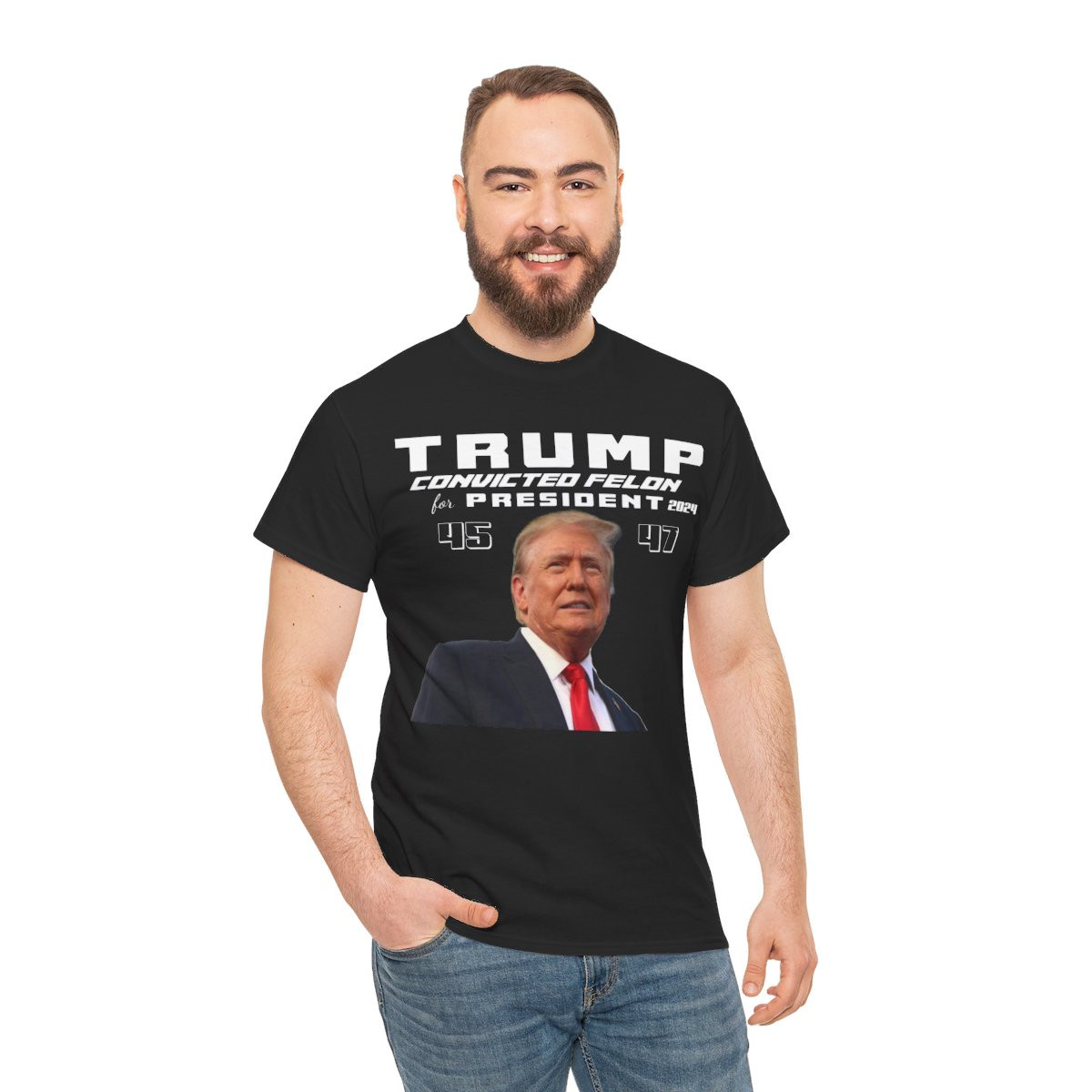Trump Convicted Felon For President 2024 unisex Short Sleeve Tee