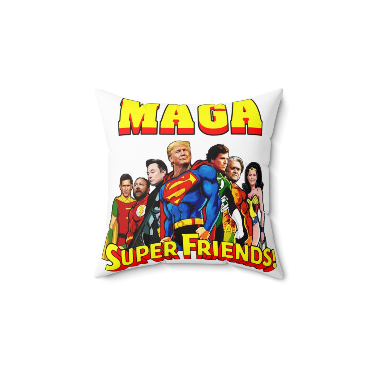 Trump  2024 MAGA Super Friends! white Pillow Spun Polyester Square Pillow