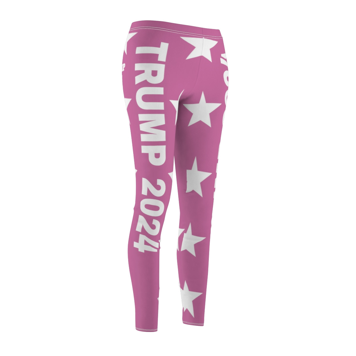 TRUMP 2024 Pink w Stars Women's Cut & Sew Casual Leggings (AOP)