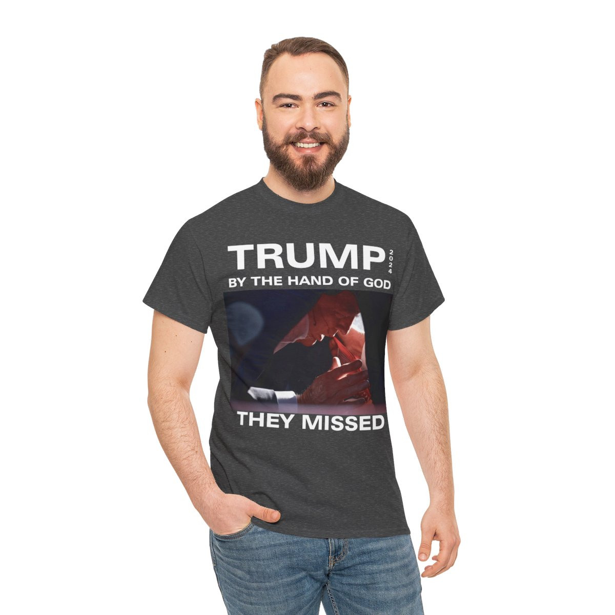 TRUMP 2024 Assassination Attempt By The Hand Of God They Missed  unisex Short Sleeve Tee