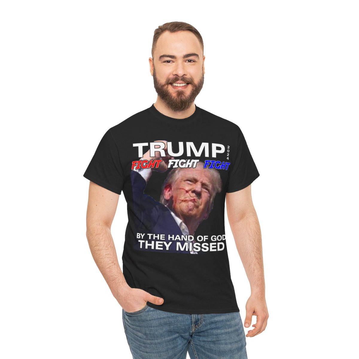 TRUMP 2024 Assassination Attempt Missed Fight x 3 unisex Short Sleeve Tee