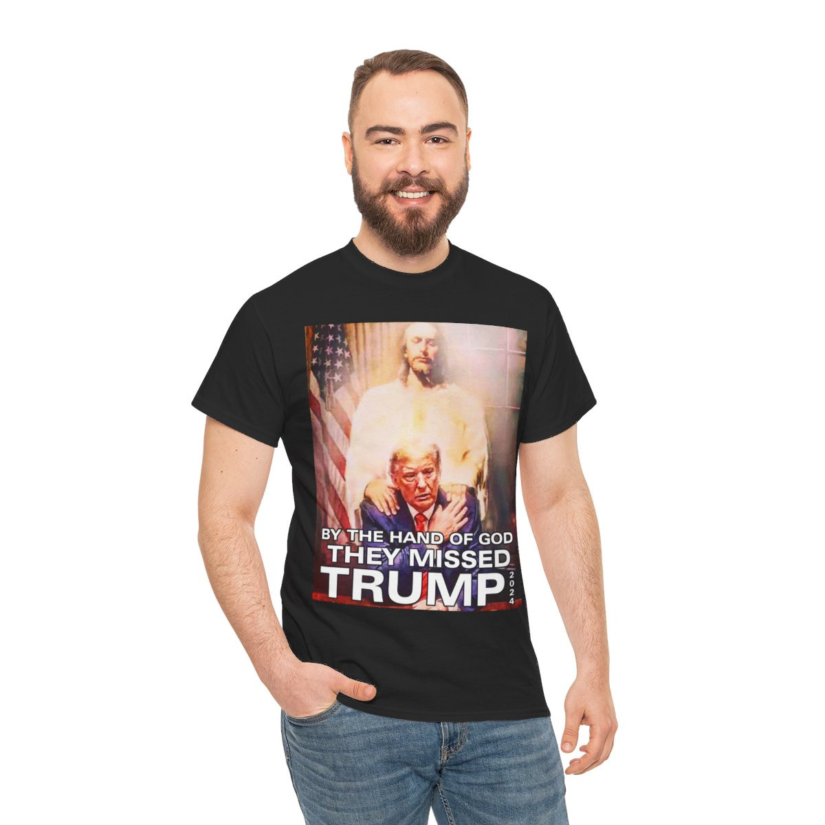 Hand of God upon President Trump Unisex Heavy Cotton Tee
