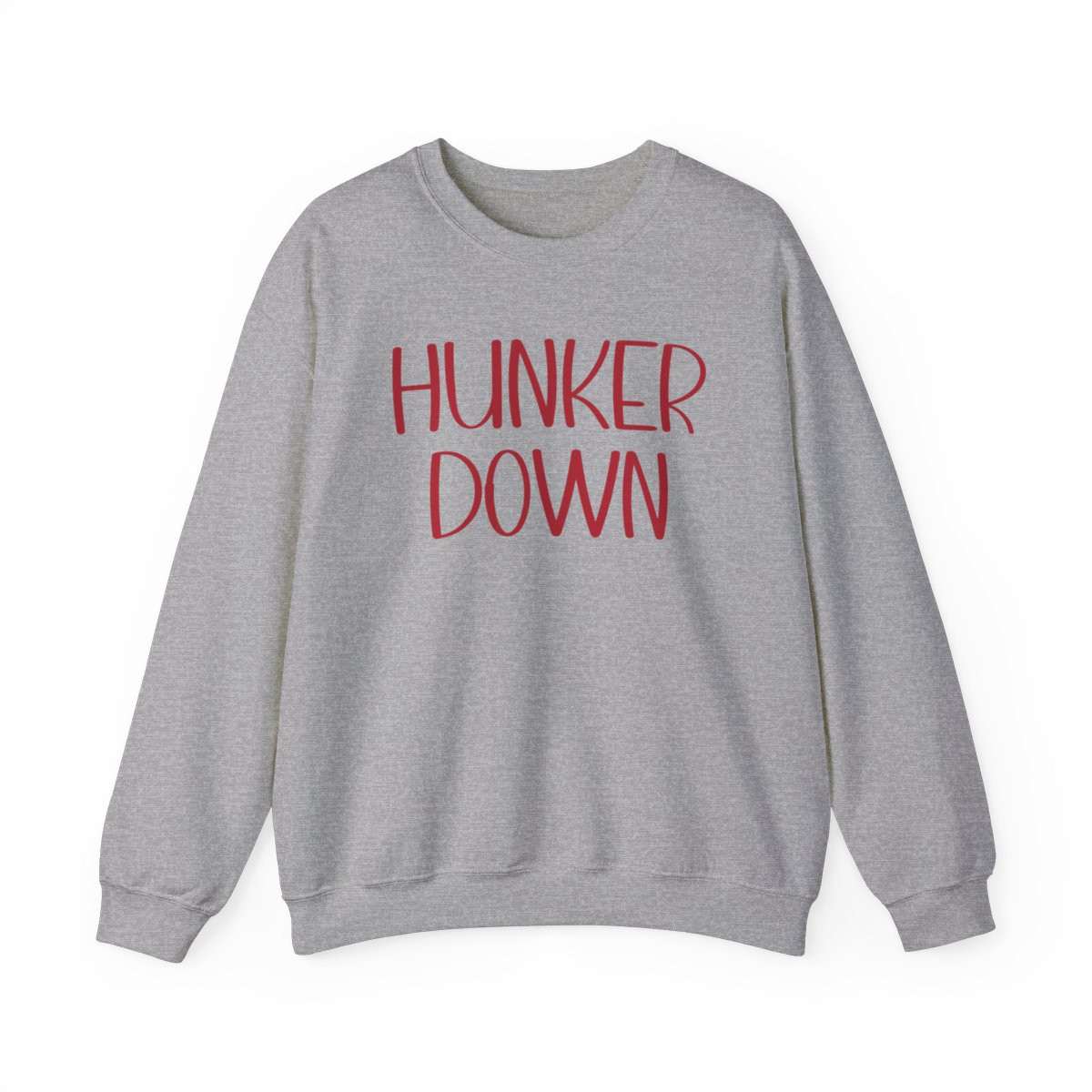 Hunker Down Sweatshirt | Red Print | Unisex Heavy Blend Crewneck Sweatshirt