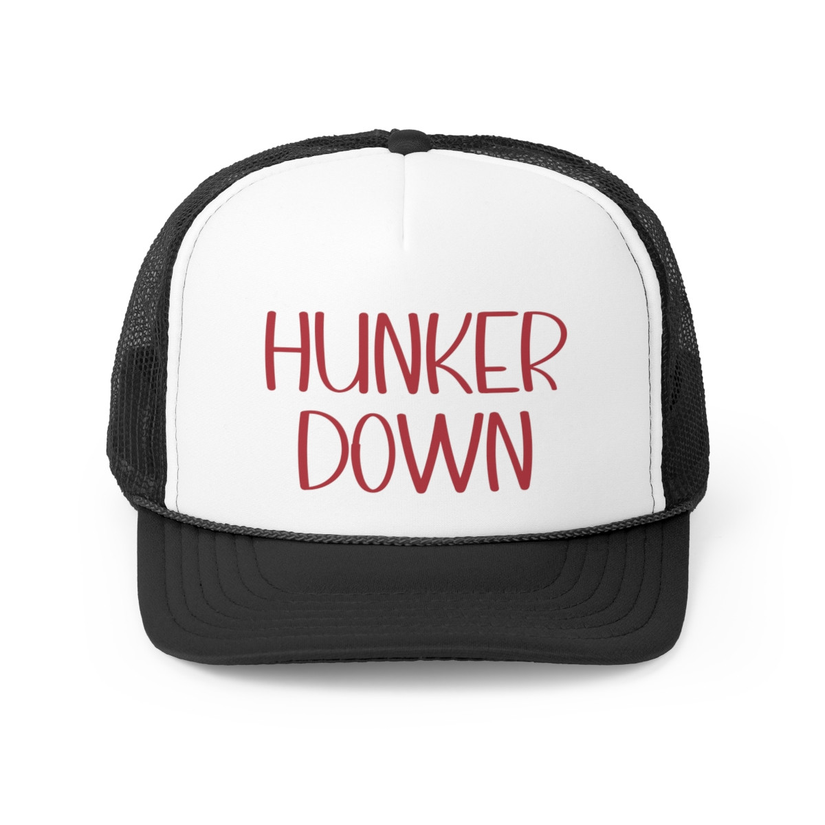 Hunker Down Trucker Hat | Red Print | Trucker Cap