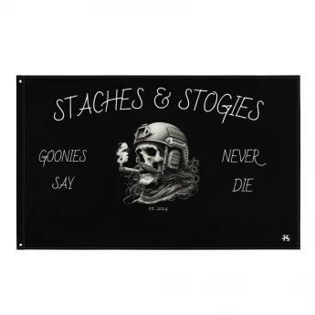 "Staches & Stogies" Flag