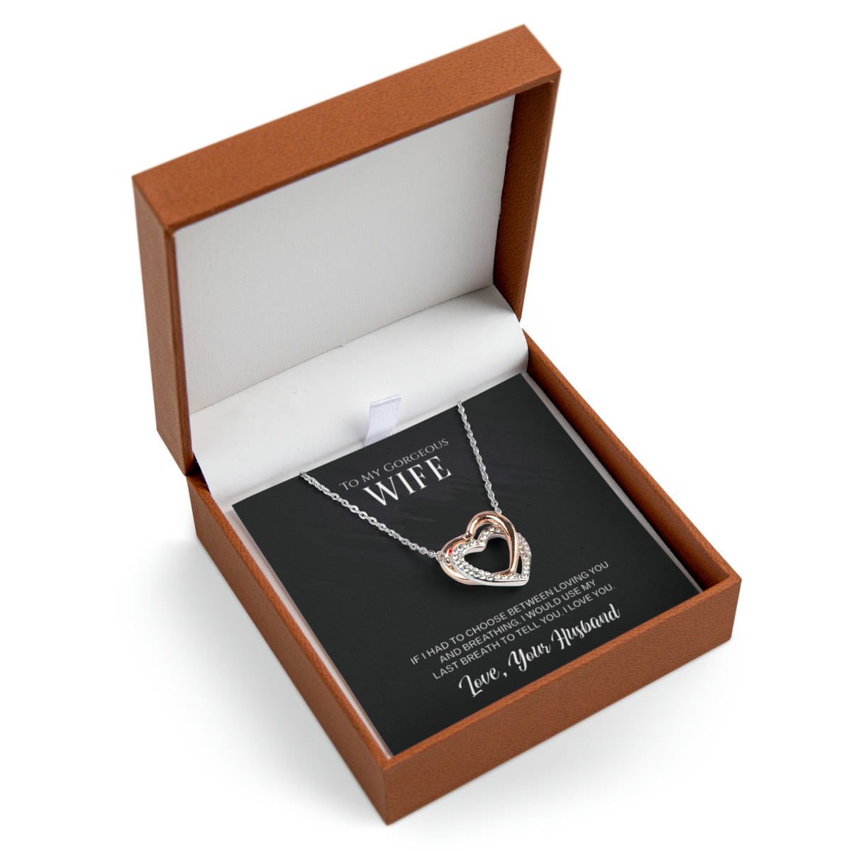 Romantic Gift for Wife: Heart Pendant Necklace with Love Message Card - Perfect Anniversary, Birthday, and Appreciation Gift