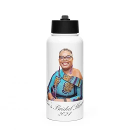 Wee Bridal Shower Stainless steel water bottle with a straw lid