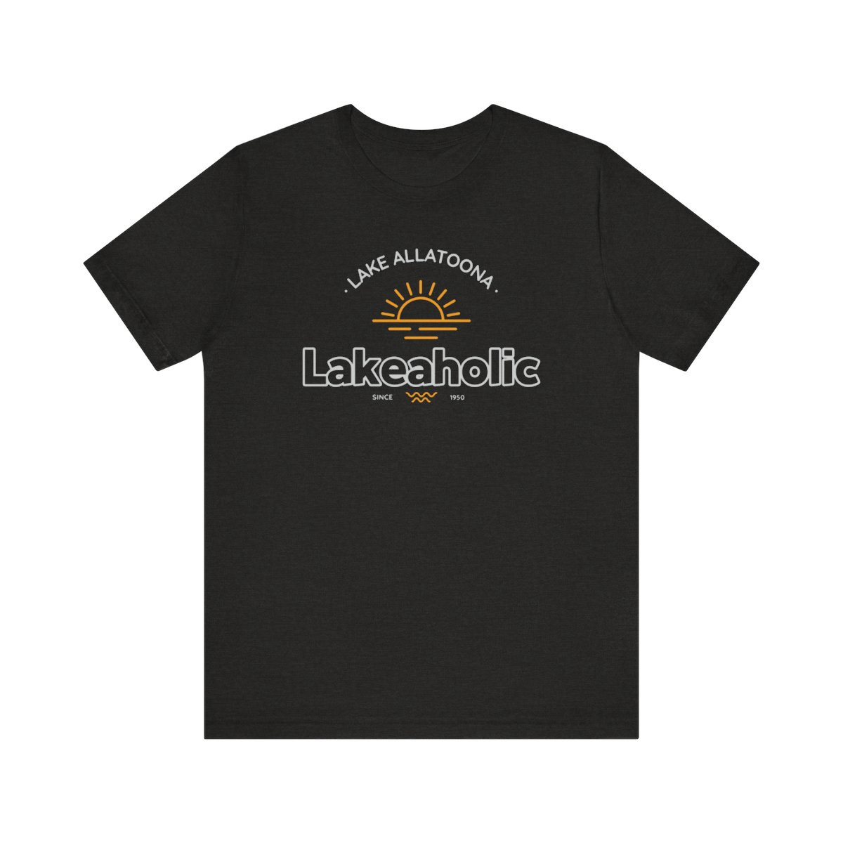 Lakeaholic Lake Allatoona T-Shirt | Gray Amber Print | Unisex Short Sleeve Tee