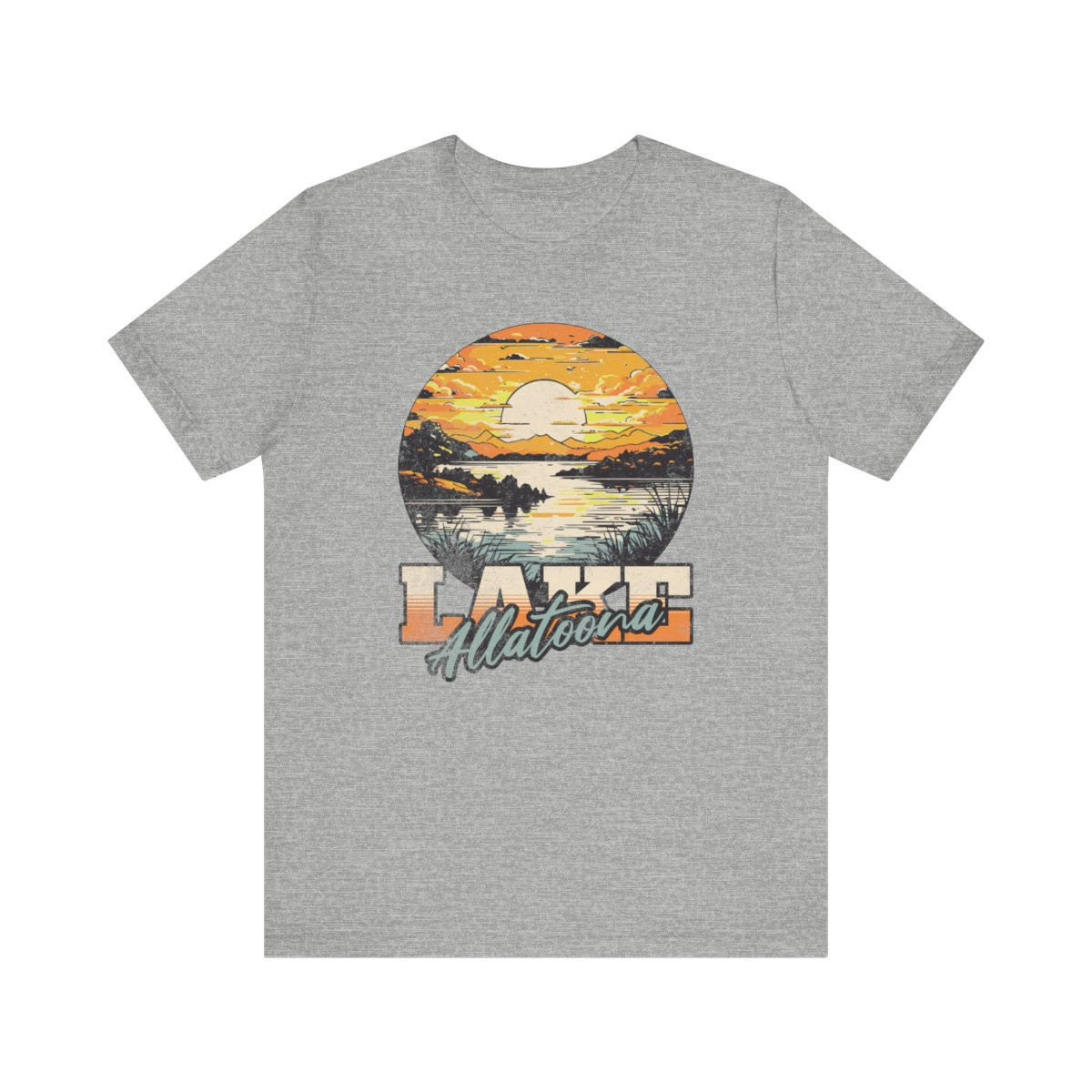 Lake Allatoona Sunset Serenity T-Shirt | Allatoona Lake Tee | Distressed Print | Unisex Short Sleeve Tee
