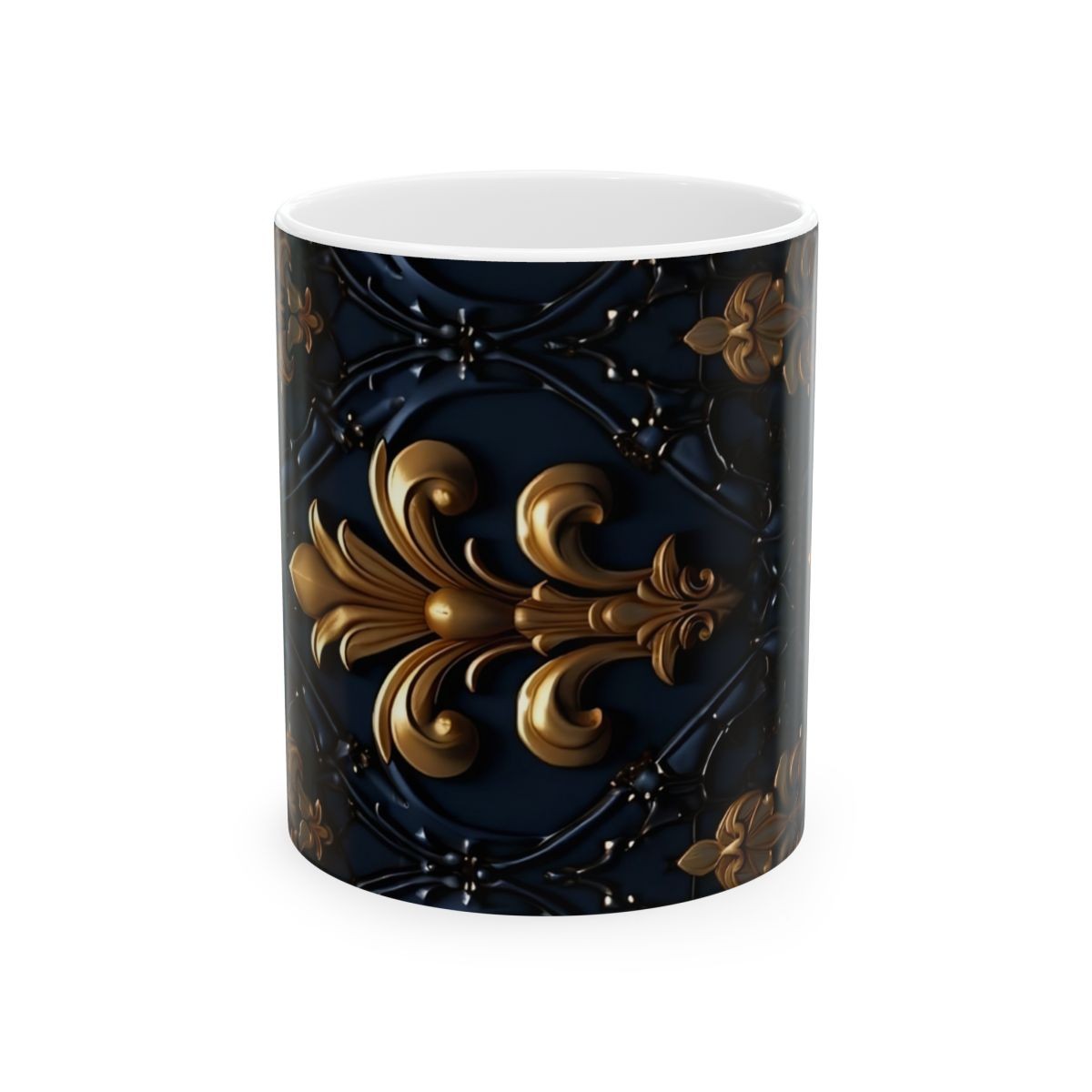Elegant Flower Design Mug, Artistic Floral Mug, 11oz 15 oz white elegant tea mug unique gift flower coffee mug coffee mug decorative mug