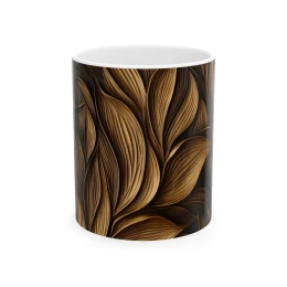 Elegant Flower Design Mug, Artistic Floral Mug, 11oz 15 oz white unique mug gift decorative mug flower design blue flowers