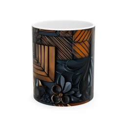 Elegant Flower Design Mug, Artistic Floral Mug, 11oz 15 oz white flower lover floral mug housewarming gifts floral art elegant tea mug