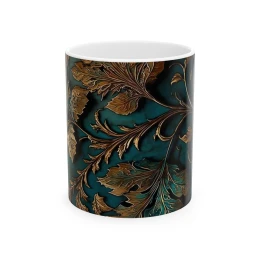 Elegant Flower Design Mug, Artistic Floral Mug, 11oz 15 oz white decorative mug flower lover unique gift tea mug floral decor flower design