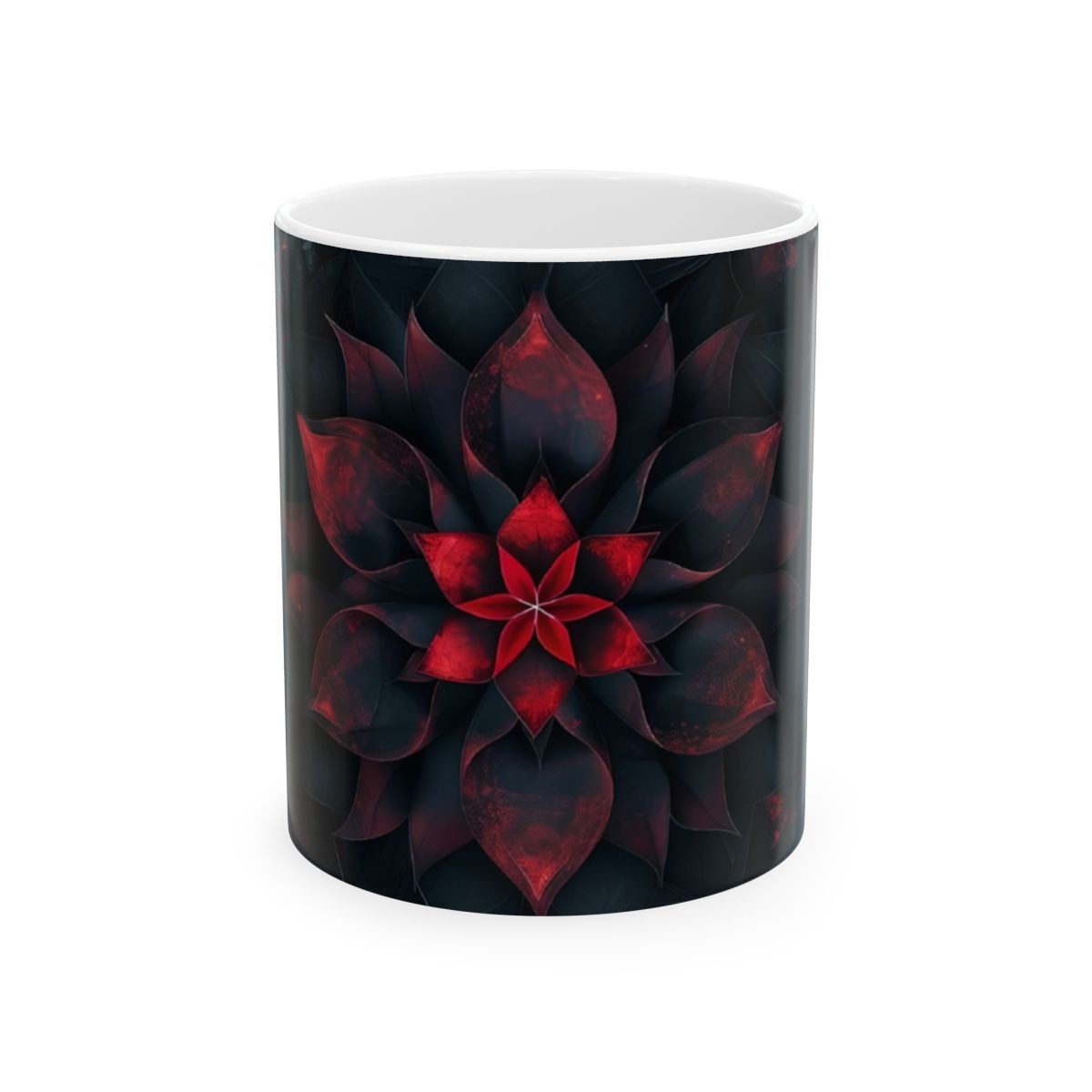 Elegant Flower Design Mug, Artistic Floral Mug, 11oz 15 oz white floral art tea mug decorative mug blue flowers tea lover gift