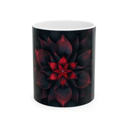 Elegant Flower Design Mug, Artistic Floral Mug, 11oz 15 oz white floral art tea mug decorative mug blue flowers tea lover gift