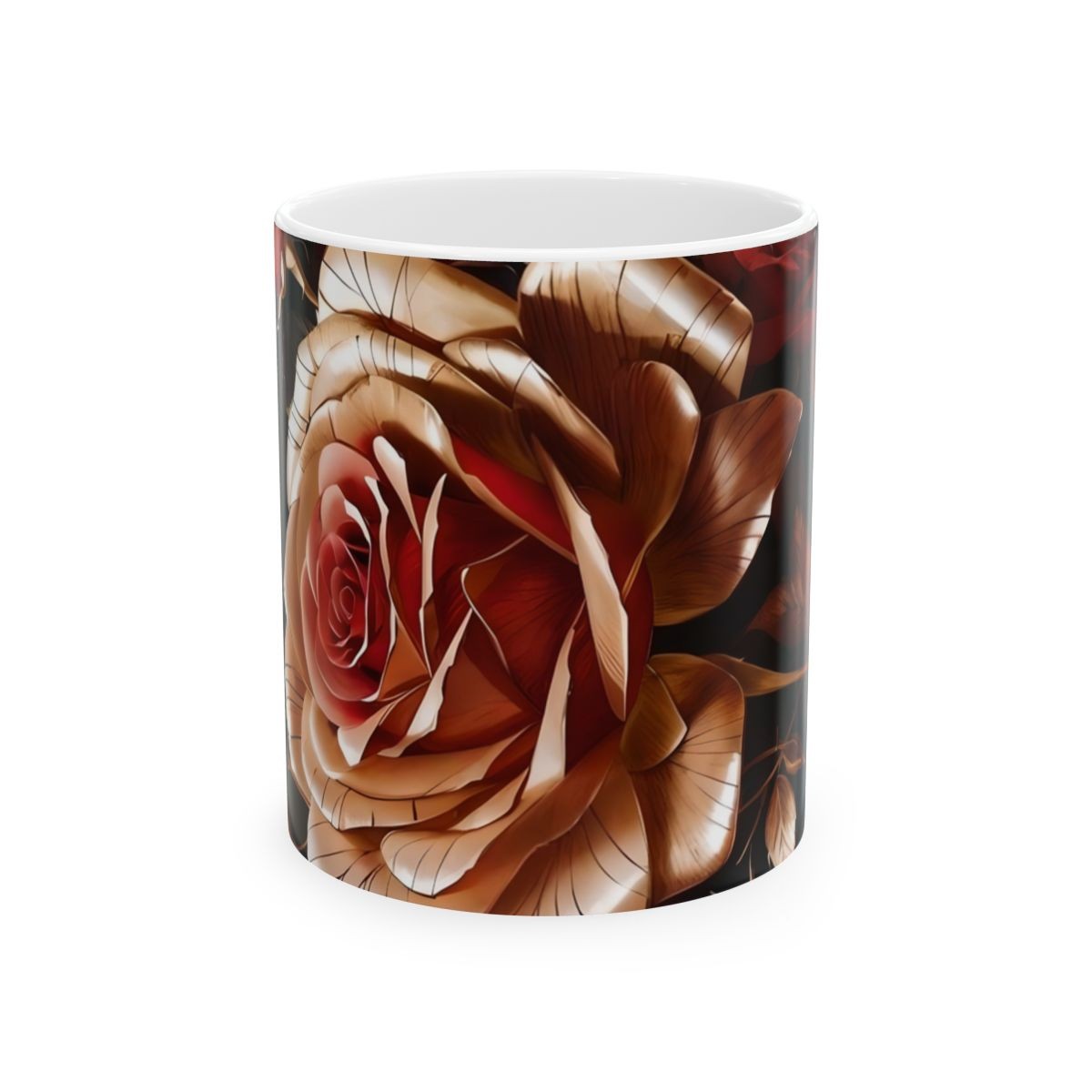 Elegant Flower Design Mug, Artistic Floral Mug, 11oz 15 oz white flower lover coffee lover gift flower design elegant mug decorative mug