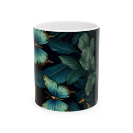 Elegant Flower Design Mug, Artistic Floral Mug, 11oz 15 oz white flower lover elegant mug artistic mug coffee lover gift floral decor