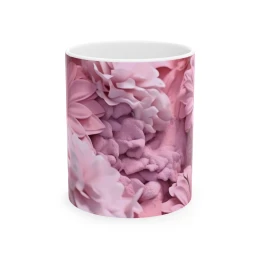 Elegant Flower Design Mug, Artistic Floral Mug, 11oz 15 oz white floral mug blue flowers coffee mug flower design gift for her