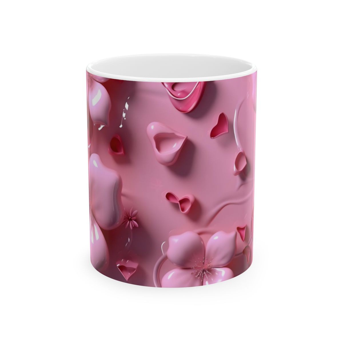 Elegant Flower Design Mug, Artistic Floral Mug, 11oz 15 oz white floral art tea mug artistic mug elegant mug unique mug gift decorative mug