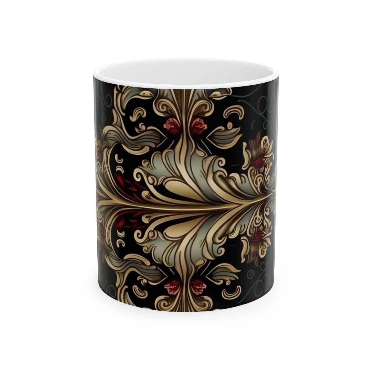 Elegant Flower Design Mug, Artistic Floral Mug, 11oz 15 oz white unique gift tea mug unique mug gift floral mug flower lover floral art