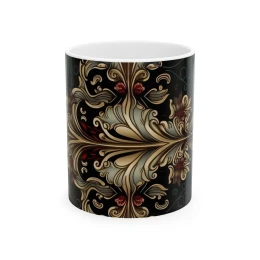 Elegant Flower Design Mug, Artistic Floral Mug, 11oz 15 oz white unique gift tea mug unique mug gift floral mug flower lover floral art