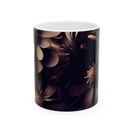 Elegant Flower Design Mug, Artistic Floral Mug, 11oz 15 oz white artistic mug floral decor gift for her tea mug floral mug coffee lover gift