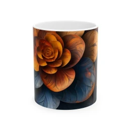 Elegant Flower Design Mug, Artistic Floral Mug, 11oz 15 oz white floral decor elegant tea mug flower lover tea mug floral art elegant mug