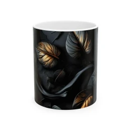 Elegant Flower Design Mug, Artistic Floral Mug, 11oz 15 oz white coffee mug tea lover gift elegant mug gift for her artistic mug