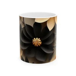 Elegant Flower Design Mug, Artistic Floral Mug, 11oz 15 oz white floral decor elegant mug floral art unique gift coffee mug tea mug