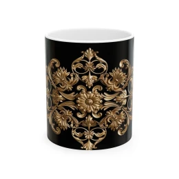 Elegant Flower Design Mug, Artistic Floral Mug, 11oz 15 oz white floral mug gift for her elegant mug tea lover gift flower lover