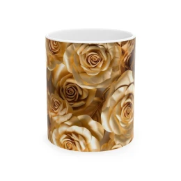 Elegant Flower Design Mug, Artistic Floral Mug, 11oz 15 oz white coffee mug decorative mug elegant tea mug artistic mug housewarming gifts