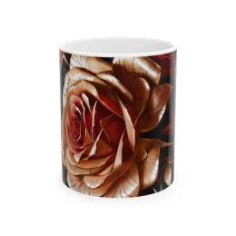 Elegant Flower Design Mug, Artistic Floral Mug, 11oz 15 oz white gift for her flower lover artistic mug elegant tea mug coffee mug