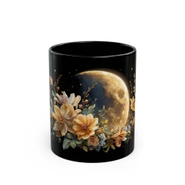Floral Moon Mug unique mug gift floral mug design floral mug design flower coffee cup decorative cup unique mug gift idea cozy mug