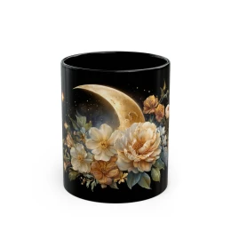 Floral Moon Mug coffee lover gift unique mug gift flower art moon mug dreamy gift unique mug gift for him magical mug floral mug design