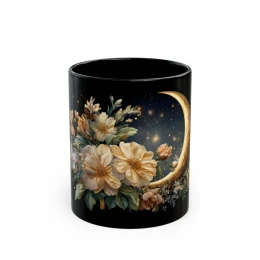 Floral Moon Mug unique gift unique mug gift gift for him artistic mug gift idea moon mug decorative cup home decor dreamy gift