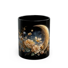 Floral Moon Mug gift for her gift idea home decor flower lover gift gift for her astrology gift pretty mug artistic mug elegant mug