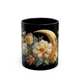Floral Moon Mug magical mug unique gift flower lover gift cottagecore mug coffee lover gift cozy mug tea mug flower coffee cup
