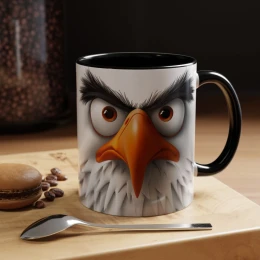 Cartoon Eagle Mug Funny Eagle Mug fierce design unique mug tea cup eagle mug avian art bird lover gift home decor mug unique gift idea