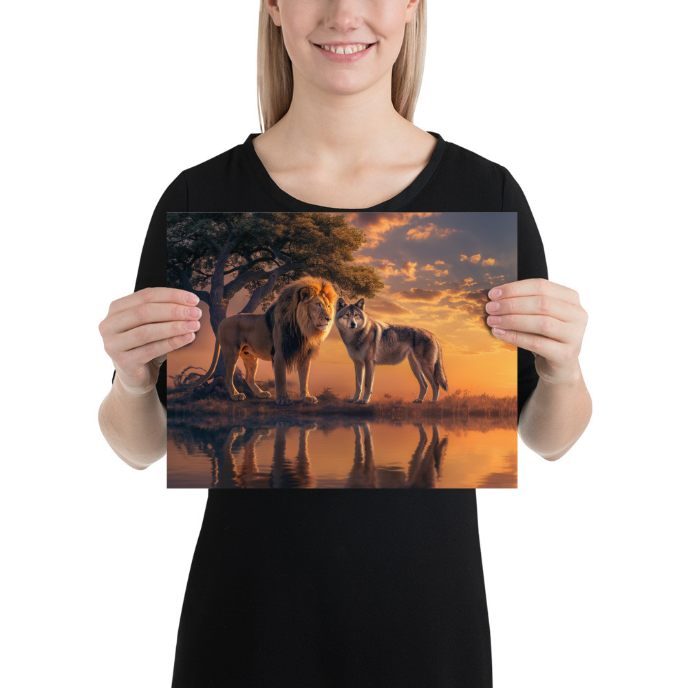 Just Integrity Lion and Wolf Poster