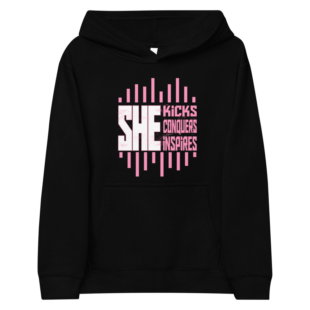 She Kicks, Conquers, Inspires - Youth Fleece Hoodie