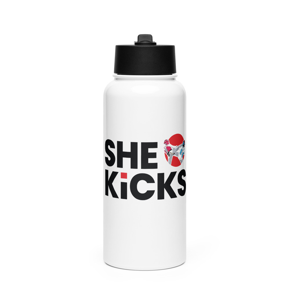 She Kicks Stainless steel water bottle with a straw lid