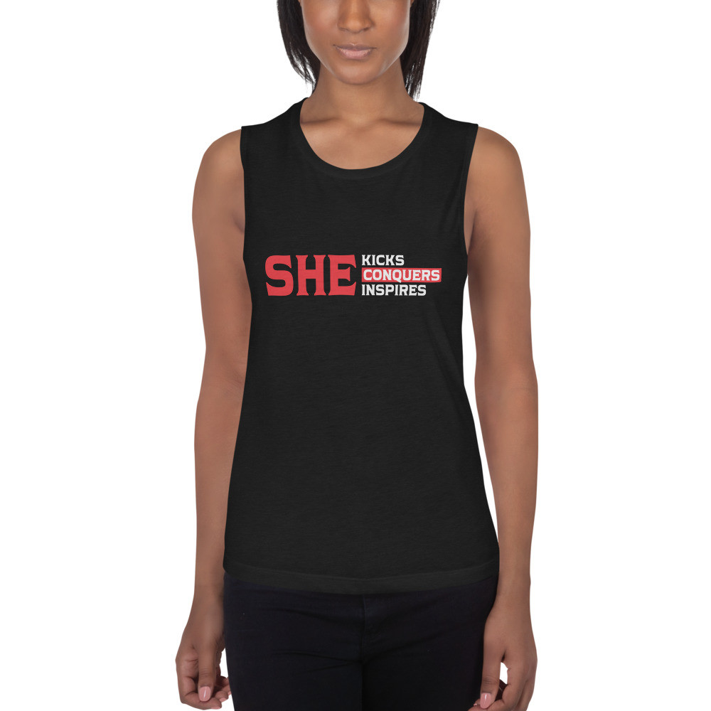 She Kicks Ladies’ Muscle Tank