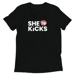 She Kicks Black T Shirt