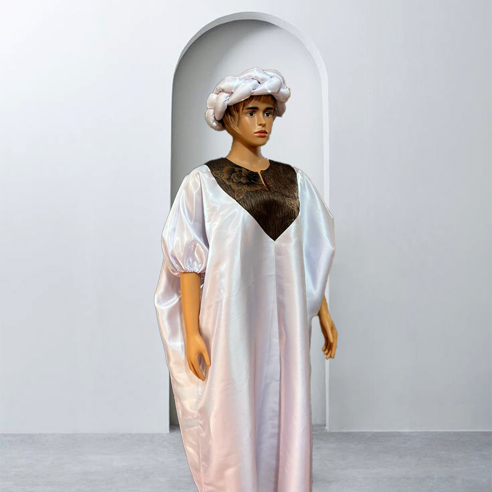 Ivory Luxe Kaftan with Scarf