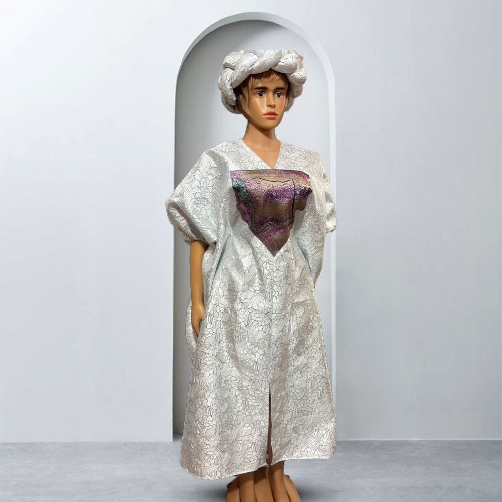 Ivory Grace Lace Kaftan with Scarf