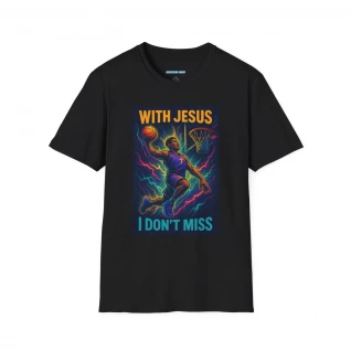 With Jesus I don't miss Basketball Unisex Softstyle T-Shirt